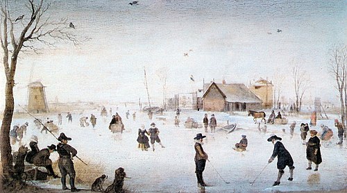 A Winter river Landscape with figures on the ice, 1630, Hendrick Avercamp
