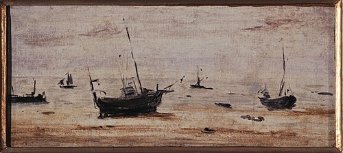 Bateaux échoués à marée basse, 1895, Eugène Boudin
