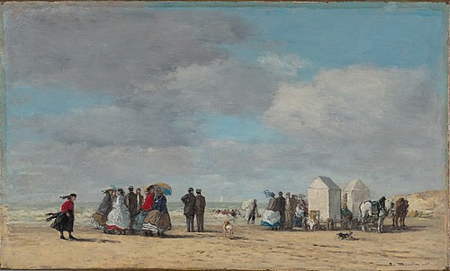 La plage à Trouville, 1865, Eugène Boudin