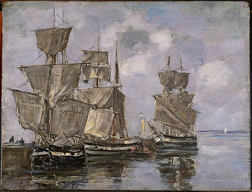 Navires dans le Port à Honfleur, 1856, Eugène Boudin