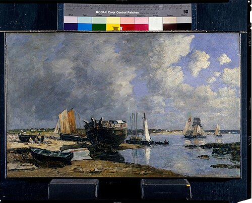 Boats at Anchor and Beachhead, 1871, Eugène Boudin