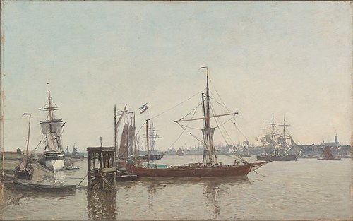 Antwerp: View of the Port from the Tête de Flandres, 1871, Eugène Boudin
