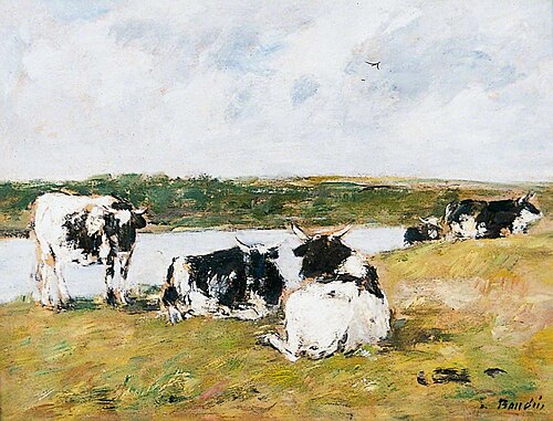 Cows on a Riverbank, 1883, Eugène Boudin