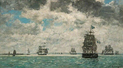 Trois-mâts devant Anvers, 1872, Eugène Boudin