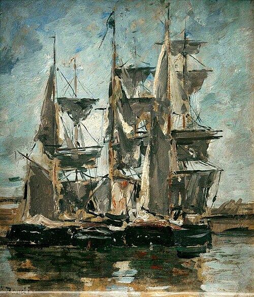Ships in a Harbour, , Eugène Boudin