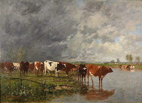 Troupeau s'abreuvant, 1887, Eugène Boudin
