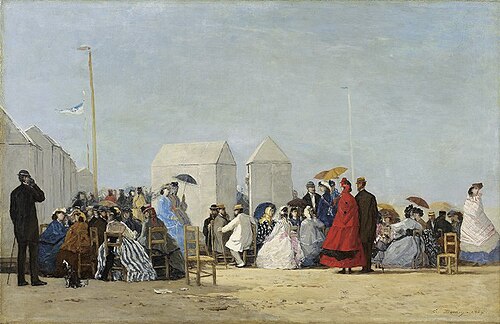 La plage de Trouville à l'heure du bain, 1864, Eugène Boudin
