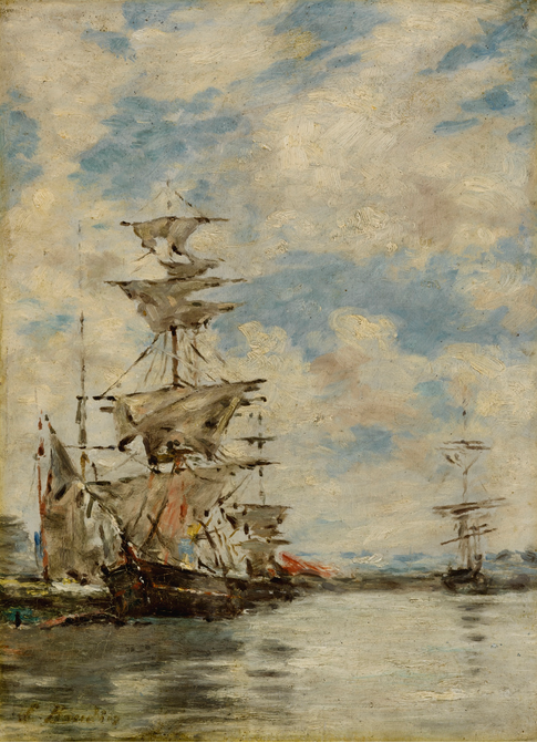 Sailing ships in the harbor, 1882, Eugène Louis Boudin