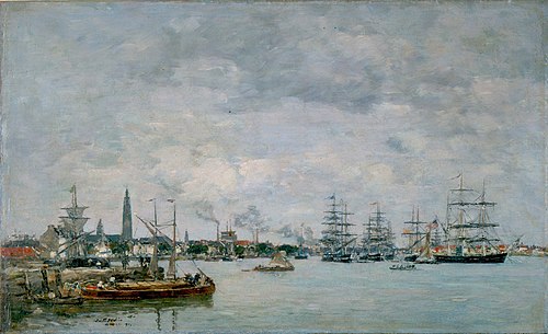Anvers. Bateaux sur l'Escaut, 1871, Eugène Boudin