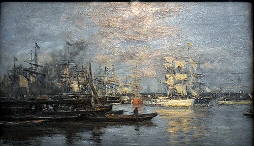 Bordeaux. Le voilier blanc. Effet du soir, 1874, Eugène Boudin