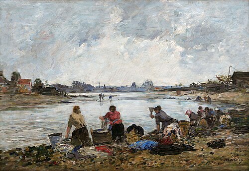 Washerwomen at the Touques River, 1890, Eugène Boudin