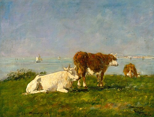 Cows grazing by the sea, 1879, Eugène Boudin
