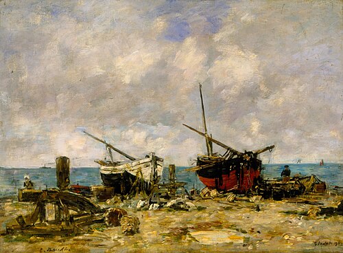 Étretat - Stranded ships, 1890, Eugène Boudin
