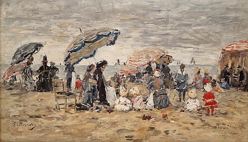 Trouville. Ombrelles sur la plage, 1886, Eugène Boudin