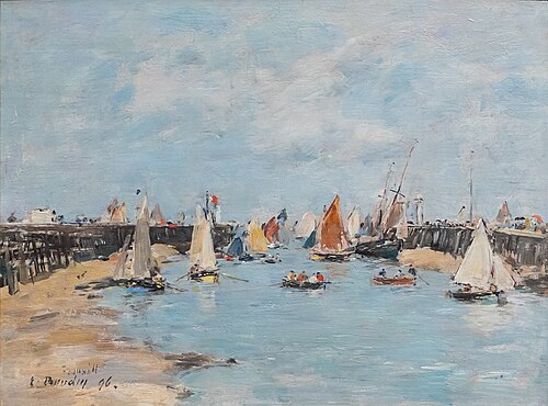 Rentrée des bateaux de pêche à Trouville, 1896, Eugène Boudin