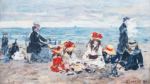 Sur la plage de Trouville, 1880, Eugène Boudin