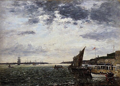 L'embarquement de marins au port de Brest, 1870, Eugène Louis Boudin