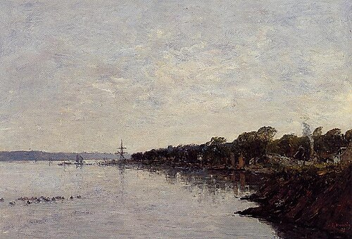 Les rives proches du port de Brest, , Eugène Louis Boudin