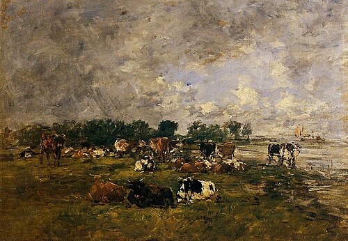 Vaches dans un champ, , Eugène Louis Boudin