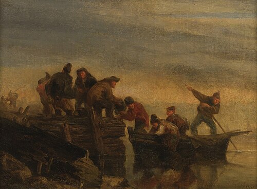 Pêcheurs au bord de l'Eau, , Eugène Louis Boudin
