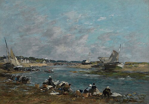 Laveuses sur un des bras de la Touques, , Eugène Louis Boudin