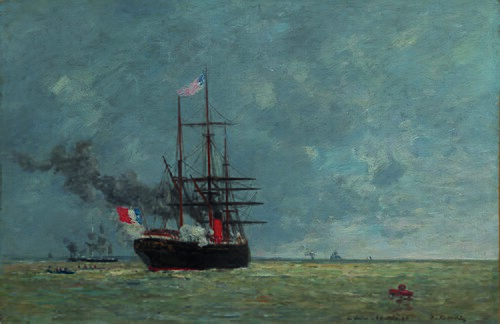 Le Havre, navires en pleine mer, , Eugène Louis Boudin