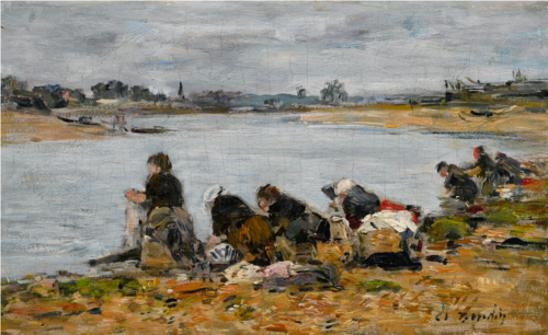 Laveuses au Bord de la Touques, , Eugène Louis Boudin