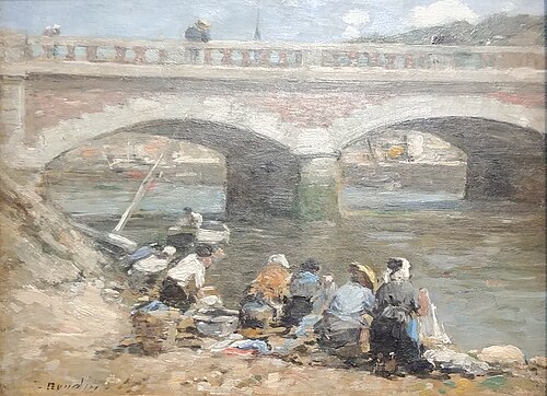 Laveuses au pont de Deauville, , Eugène Louis Boudin