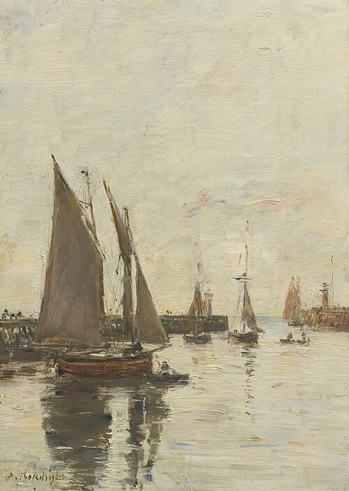 Trouville, les jetées marée haute, , Eugène Louis Boudin