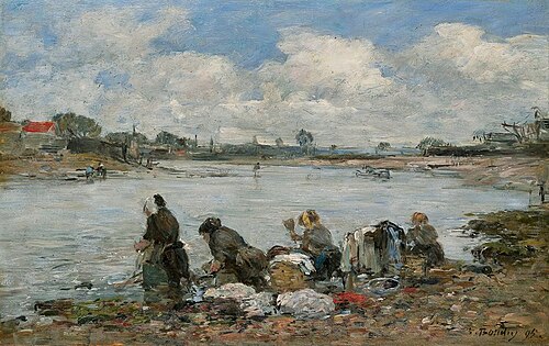 Laveuses au bord de la Touques, , Eugène Louis Boudin