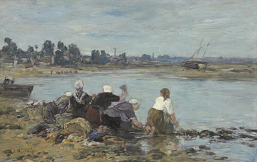 Laveuses au bord de la Touques, , Eugène Louis Boudin