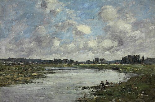 Laveuses au bord de la Touques, , Eugène Louis Boudin