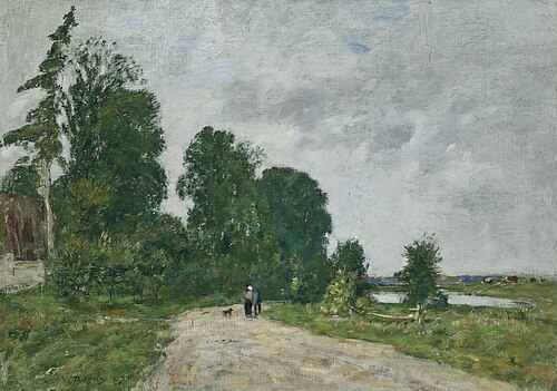 Chemin animé, bord de rivière, , Eugène Louis Boudin