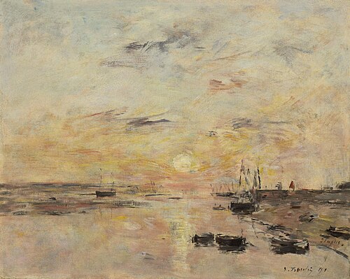 Coucher de soleil sur la Canche, Étaples, , Eugène Louis Boudin