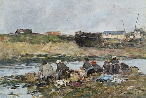 Laveuses sur la Touques près de Trouville, , Eugène Louis Boudin