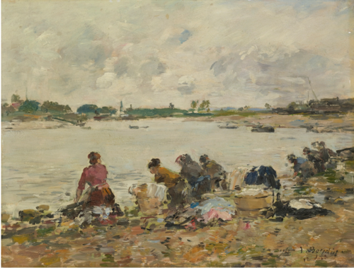 Laveuses au bord de la Touques, , Eugène Louis Boudin