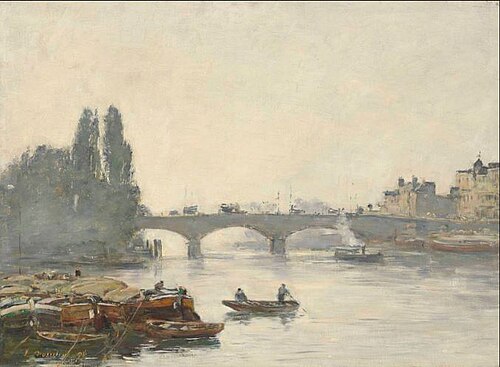 Le pont Corneille, Rouen, effet de brouillard, , Eugène Louis Boudin
