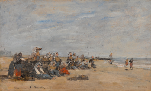 Berck, groupe de pêcheuses assises sur la grève, , Eugène Louis Boudin