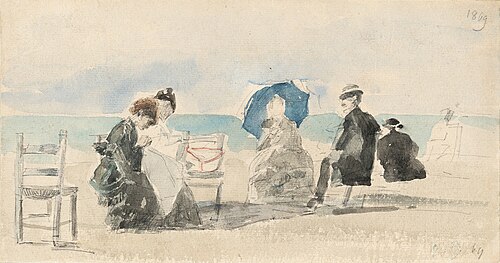 Personnages sur la Plage à Trouville, , Eugène Louis Boudin