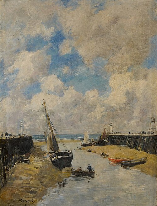Trouville, chenal marée basse, , Eugène Louis Boudin