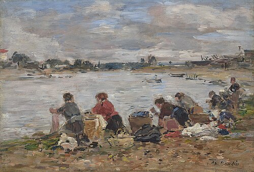 Laveuses au bord de la Touques, , Eugène Louis Boudin