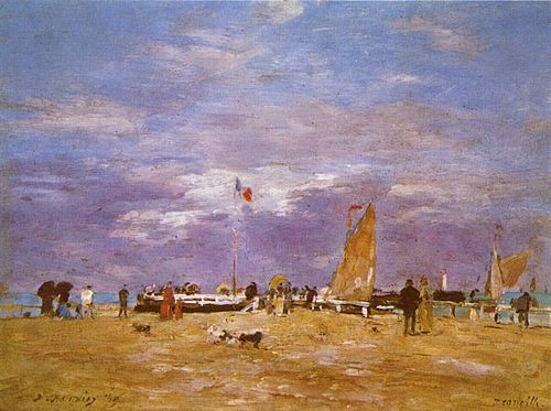 The mole of Deauville, 1869, Eugène Louis Boudin