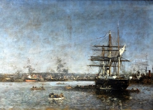 Une corvette russe dans le bassin de l'Eure : Le Havre, 1887, Eugène Boudin