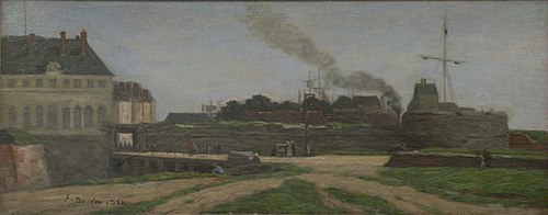 L'Hôtel de ville et la Tour François Ier, 1852, Eugène Boudin