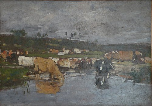Paysage, nombreuses vaches à l'herbage, 1894, Eugène Boudin