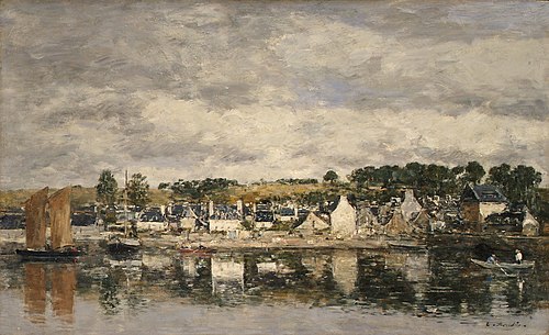 Village by a River, 1867, Eugène Louis Boudin