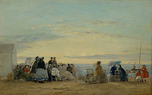 On the Beach, Sunset, 1865, Eugène Louis Boudin