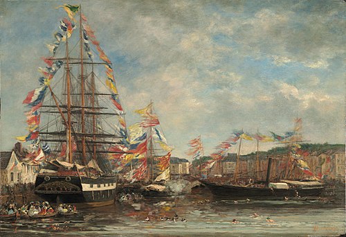 Festival in the Harbor of Honfleur, 1858, Eugène Louis Boudin