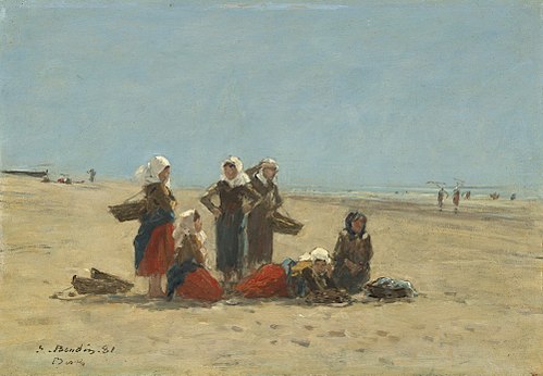 Women on the Beach at Berck, 1881, Eugène Louis Boudin