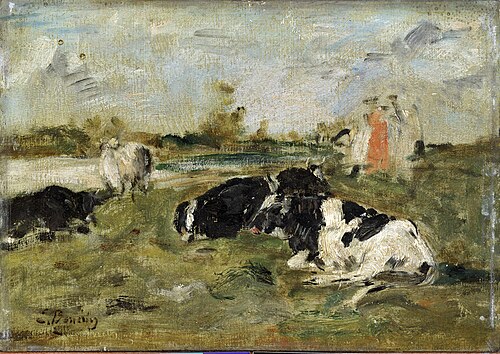 Cows on the meadow, 1850, Eugène Louis Boudin